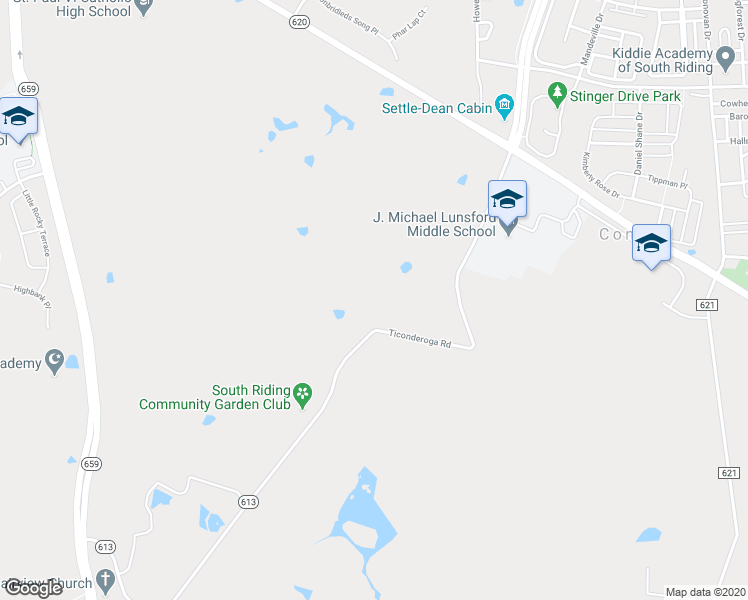 map of restaurants, bars, coffee shops, grocery stores, and more near 26175 Ticonderoga Road in Chantilly