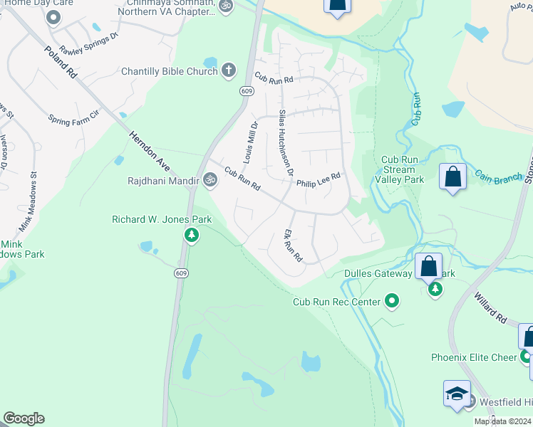 map of restaurants, bars, coffee shops, grocery stores, and more near 4516 Silas Hutchinson Drive in Chantilly