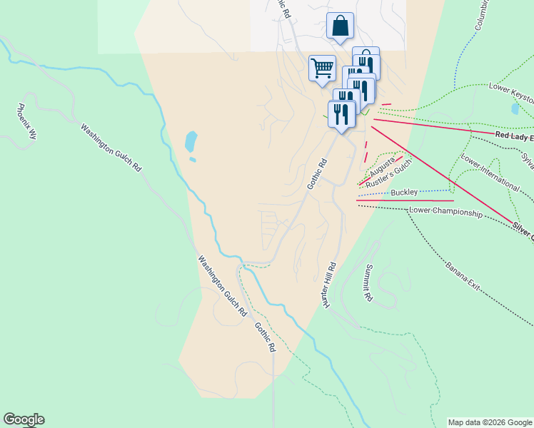 map of restaurants, bars, coffee shops, grocery stores, and more near 100 Big Sky in Crested Butte