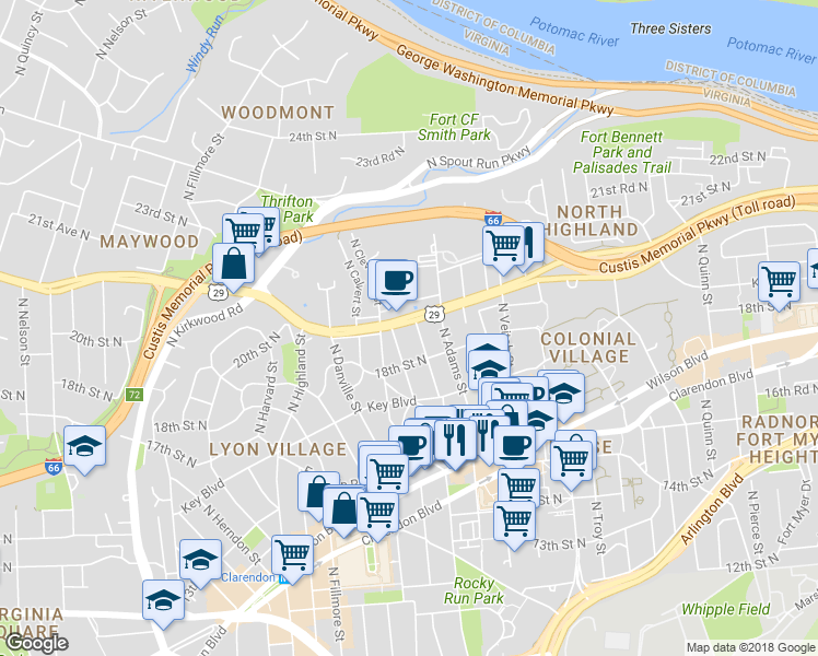 map of restaurants, bars, coffee shops, grocery stores, and more near 101 Independence Avenue Southeast in Washington