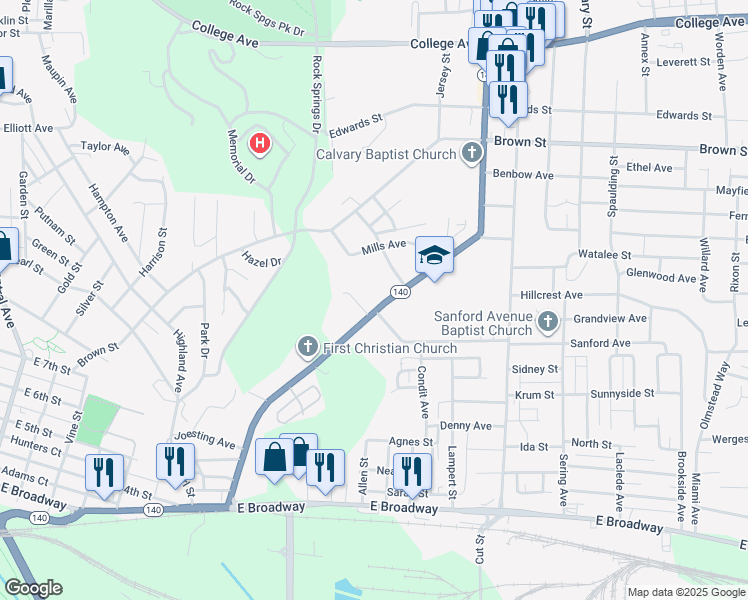 map of restaurants, bars, coffee shops, grocery stores, and more near 904 Washington Avenue in Alton