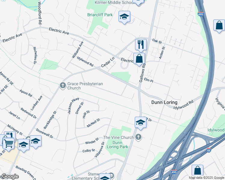 map of restaurants, bars, coffee shops, grocery stores, and more near 8212 Westchester Drive in Vienna