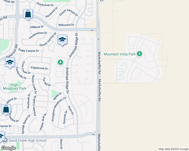 map of restaurants, bars, coffee shops, grocery stores, and more near 4384 Gray Fox Heights in Colorado Springs