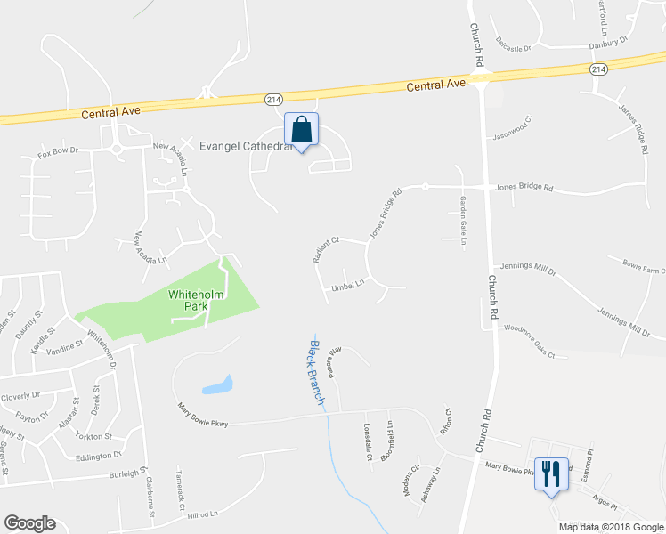 map of restaurants, bars, coffee shops, grocery stores, and more near 301 Fortress Court in Upper Marlboro