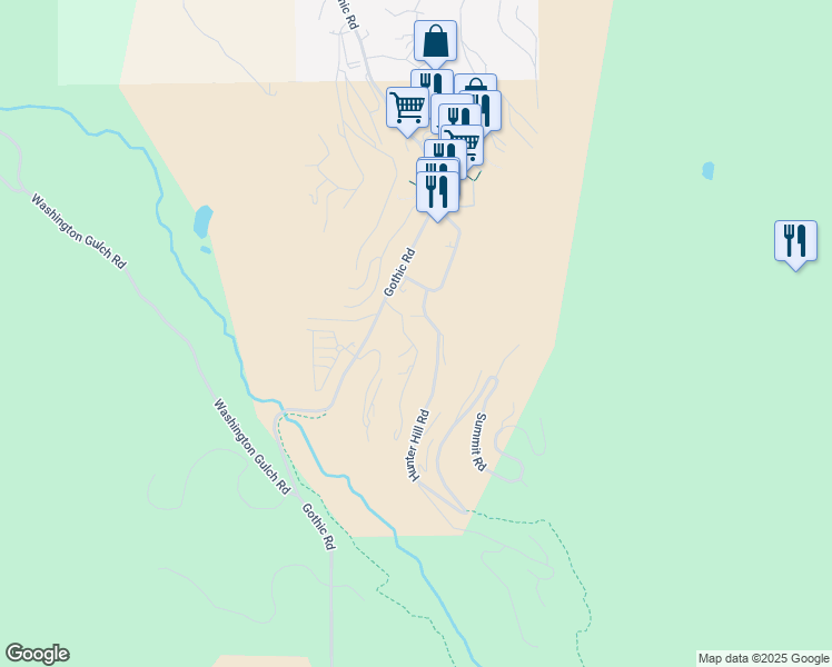 map of restaurants, bars, coffee shops, grocery stores, and more near 14 Castle Road in Crested Butte