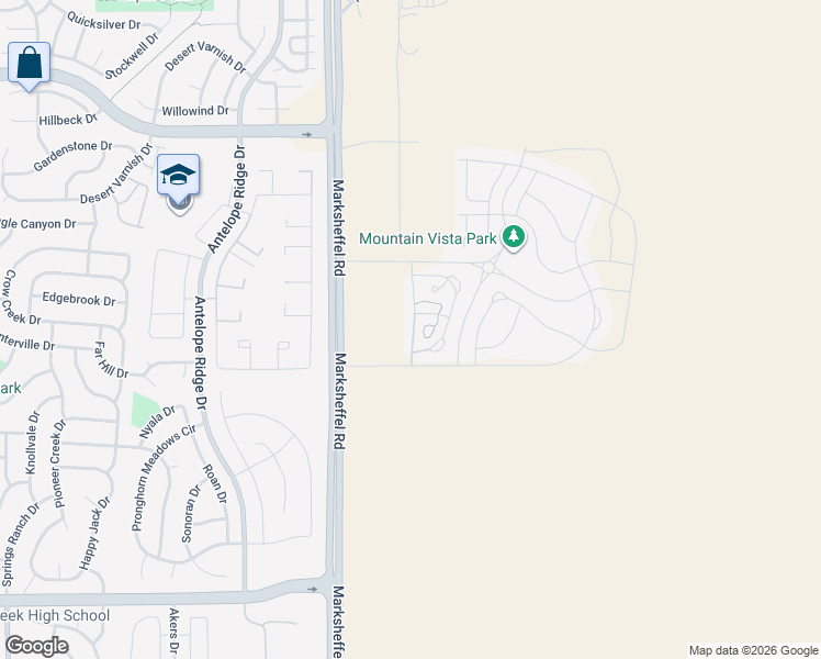map of restaurants, bars, coffee shops, grocery stores, and more near 4288 Quartzite Place in Colorado Springs