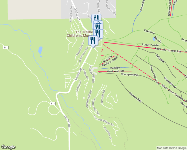 map of restaurants, bars, coffee shops, grocery stores, and more near 14 Hunter Hill Road in Crested Butte