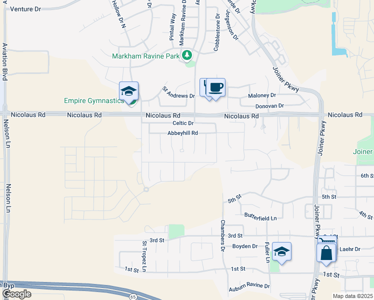 map of restaurants, bars, coffee shops, grocery stores, and more near 863 Leith Court in Lincoln