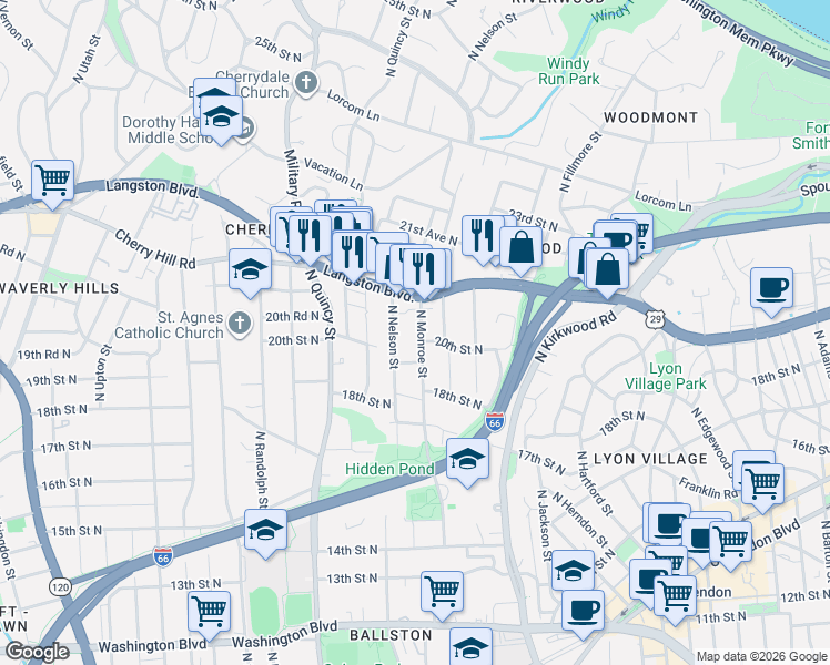 map of restaurants, bars, coffee shops, grocery stores, and more near 101 Independence Avenue Southeast in Washington