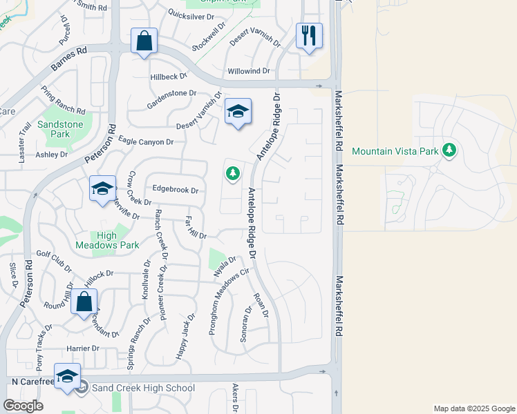 map of restaurants, bars, coffee shops, grocery stores, and more near 4144 Gray Fox Heights in Colorado Springs