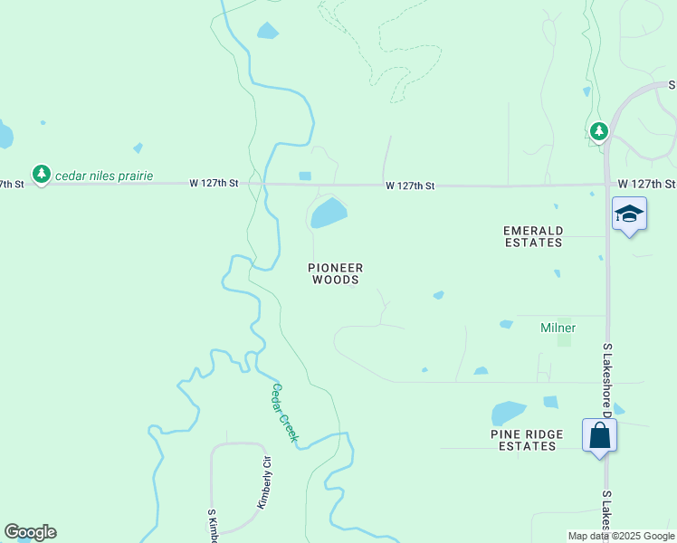 map of restaurants, bars, coffee shops, grocery stores, and more near 25715 West 127th Street in Olathe