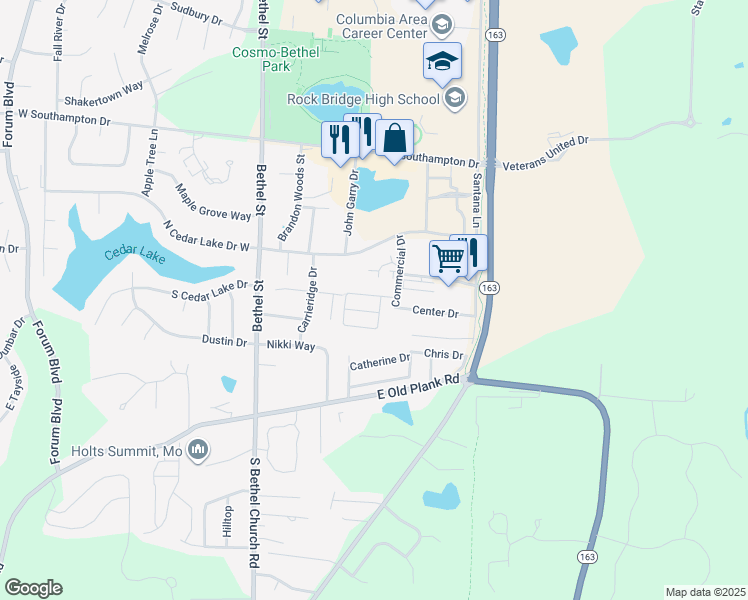 map of restaurants, bars, coffee shops, grocery stores, and more near 5045 Sheron Drive in Columbia