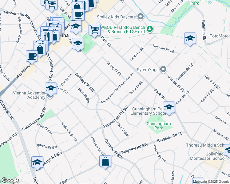 map of restaurants, bars, coffee shops, grocery stores, and more near in Vienna
