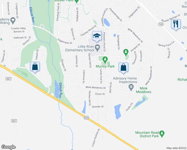 map of restaurants, bars, coffee shops, grocery stores, and more near 43442 Katling Square in Chantilly