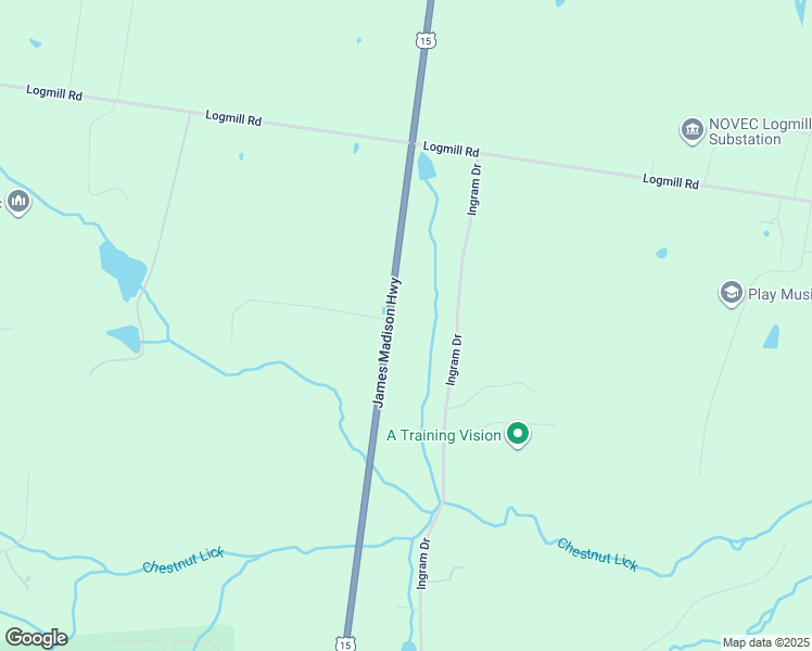 map of restaurants, bars, coffee shops, grocery stores, and more near 2901 James Madison Highway in Haymarket
