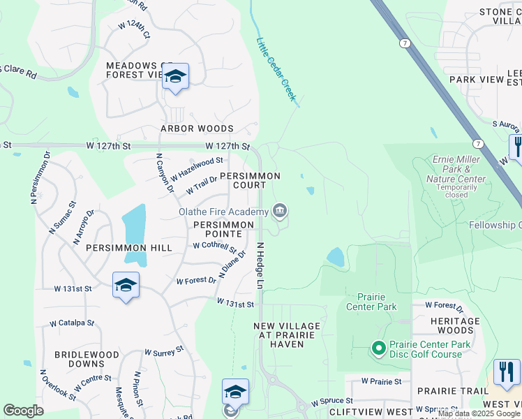 map of restaurants, bars, coffee shops, grocery stores, and more near 948 North Findley Street in Olathe