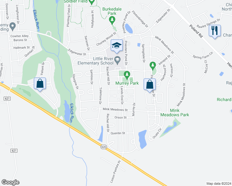 map of restaurants, bars, coffee shops, grocery stores, and more near 43454 Katling Square in Chantilly