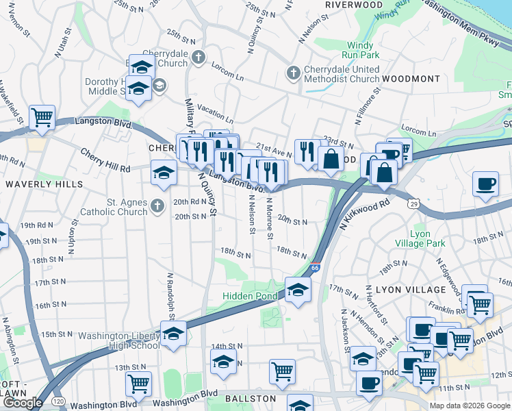 map of restaurants, bars, coffee shops, grocery stores, and more near 101 Independence Avenue Southeast in Washington