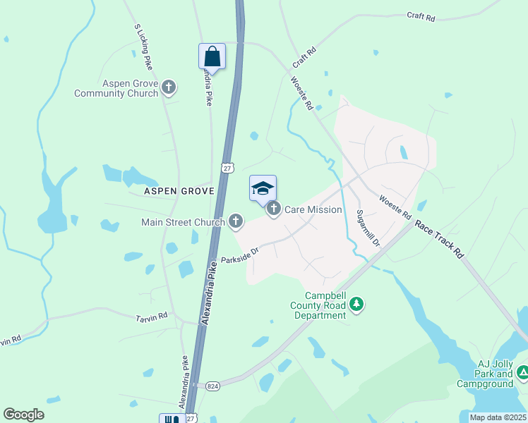 map of restaurants, bars, coffee shops, grocery stores, and more near 11093 Alexandria Pike in Alexandria