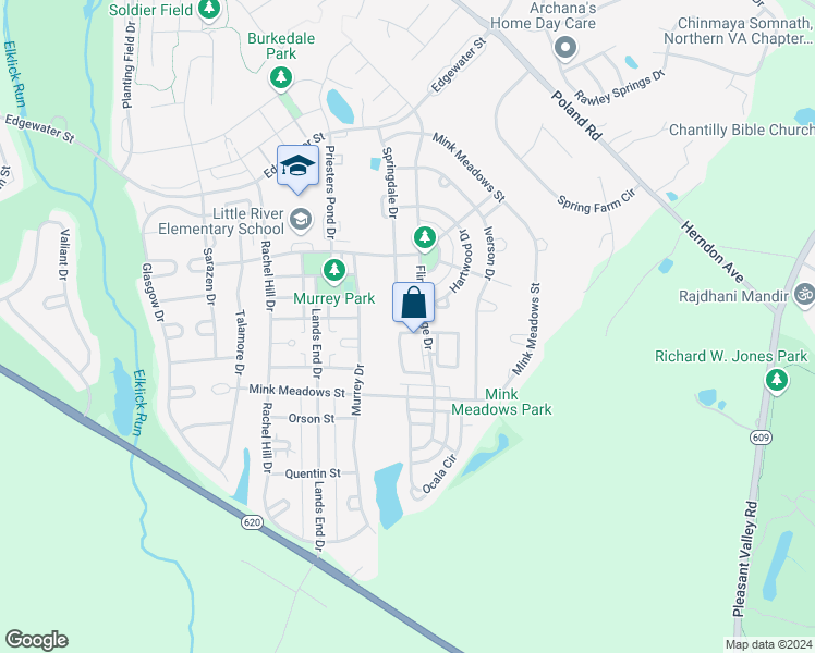 map of restaurants, bars, coffee shops, grocery stores, and more near 26069 Nimbleton Square in Chantilly