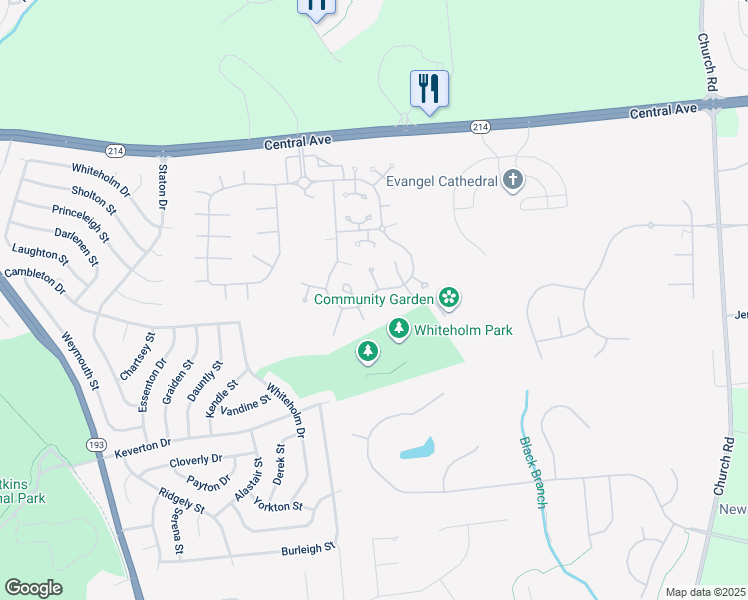 map of restaurants, bars, coffee shops, grocery stores, and more near 13712 New Acadia Lane in Upper Marlboro