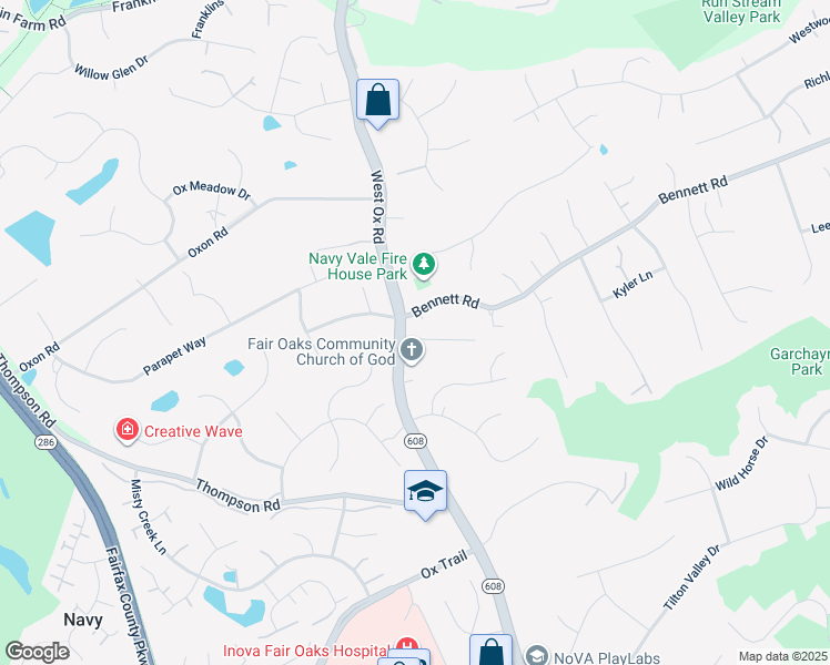 map of restaurants, bars, coffee shops, grocery stores, and more near 3303 West Ox Road in Herndon