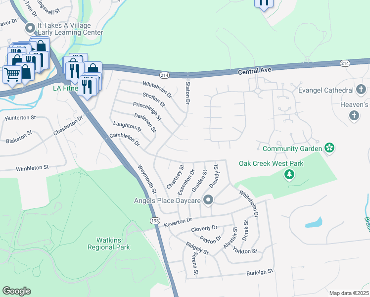 map of restaurants, bars, coffee shops, grocery stores, and more near 12812 Staton Court in Upper Marlboro