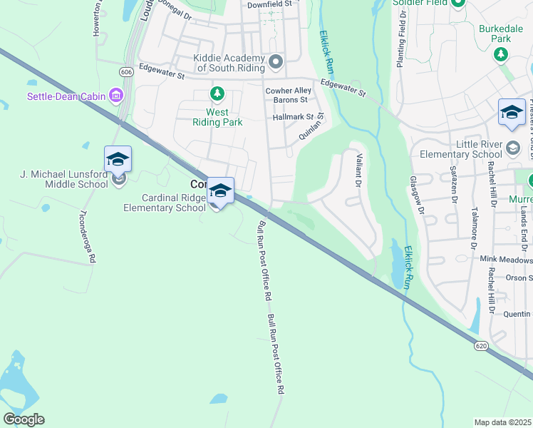 map of restaurants, bars, coffee shops, grocery stores, and more near 26155 Bull Run Post Office Road in Chantilly