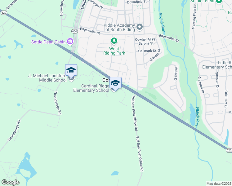 map of restaurants, bars, coffee shops, grocery stores, and more near 26155 Bull Run Post Office Road in Chantilly
