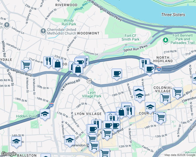 map of restaurants, bars, coffee shops, grocery stores, and more near 101 Independence Avenue Southeast in Washington