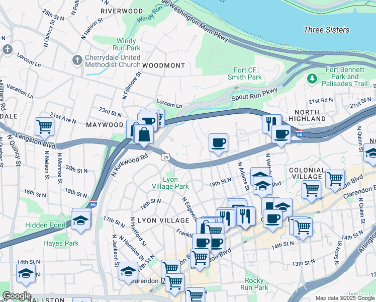 map of restaurants, bars, coffee shops, grocery stores, and more near 101 Independence Avenue Southeast in Washington
