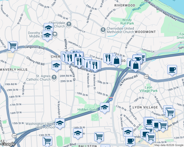 map of restaurants, bars, coffee shops, grocery stores, and more near 101 Independence Avenue Southeast in Washington