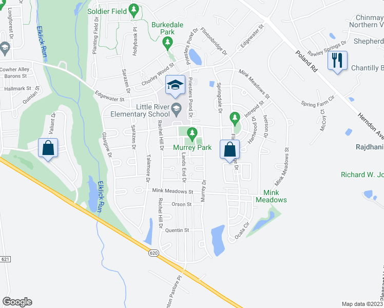 map of restaurants, bars, coffee shops, grocery stores, and more near 43502 Jubilee Street in Chantilly