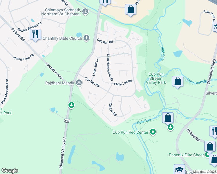 map of restaurants, bars, coffee shops, grocery stores, and more near 4403 Silas Hutchinson Drive in Chantilly