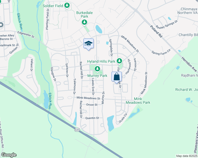 map of restaurants, bars, coffee shops, grocery stores, and more near 43510 Jubilee Street in Chantilly