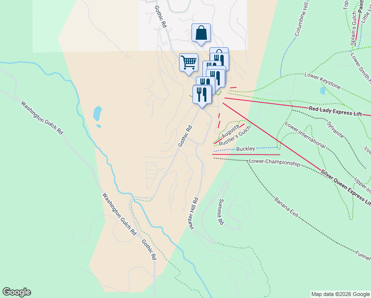 map of restaurants, bars, coffee shops, grocery stores, and more near in Mount Crested Butte