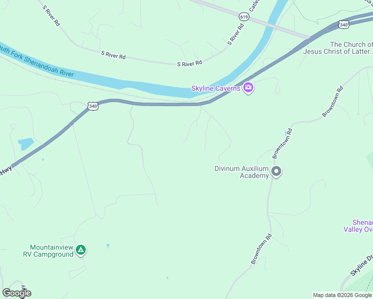 map of restaurants, bars, coffee shops, grocery stores, and more near 109 Old Cave Road in Front Royal