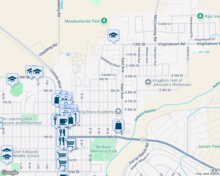 map of restaurants, bars, coffee shops, grocery stores, and more near 821 B Street in Lincoln