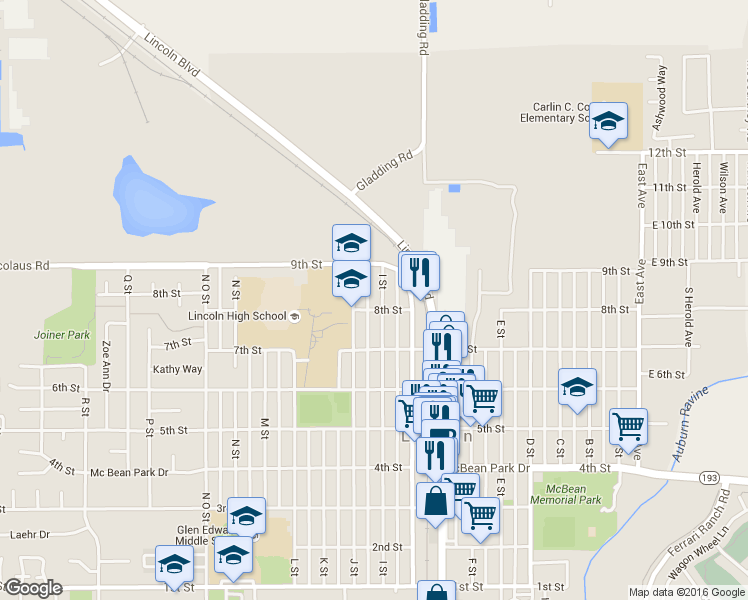 map of restaurants, bars, coffee shops, grocery stores, and more near 855 J Street in Lincoln