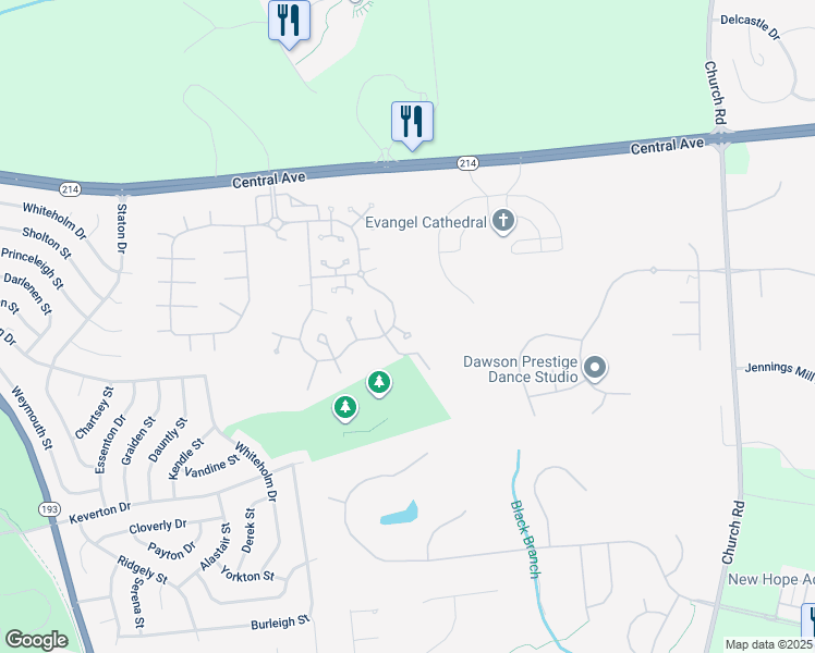 map of restaurants, bars, coffee shops, grocery stores, and more near 303 Dunnville Place in Upper Marlboro