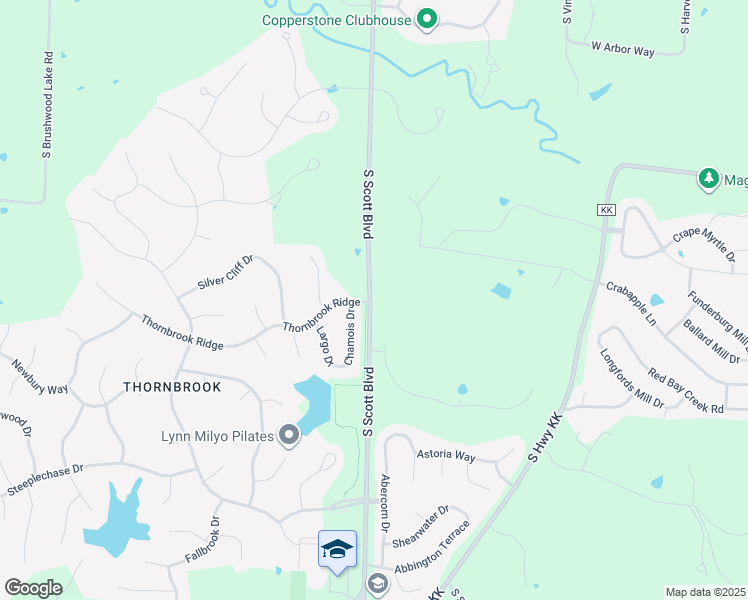 map of restaurants, bars, coffee shops, grocery stores, and more near 4952-5126 South Scott Boulevard in Columbia