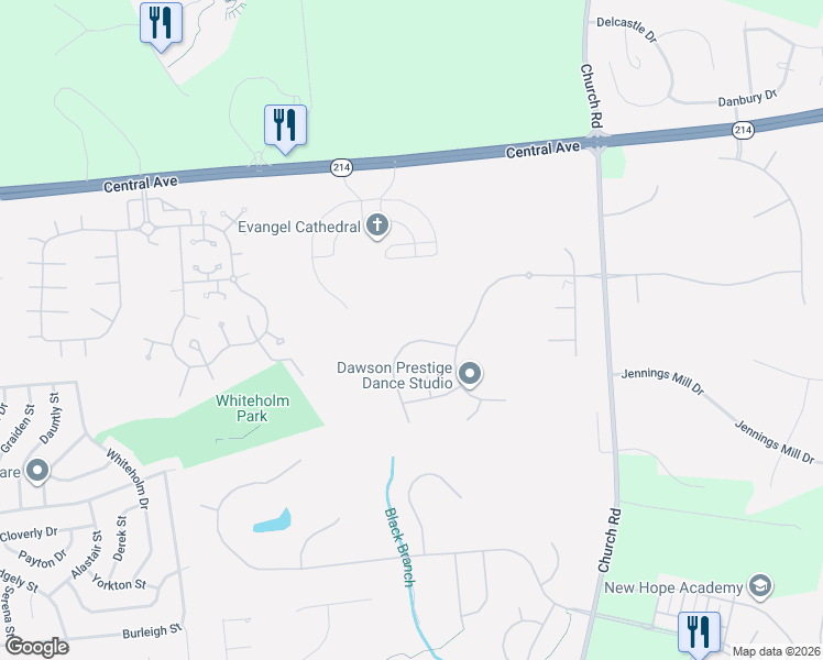 map of restaurants, bars, coffee shops, grocery stores, and more near 309 Radiant Ct in Upper Marlboro