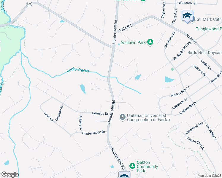 map of restaurants, bars, coffee shops, grocery stores, and more near 2621 Hunter Mill Road in Oakton