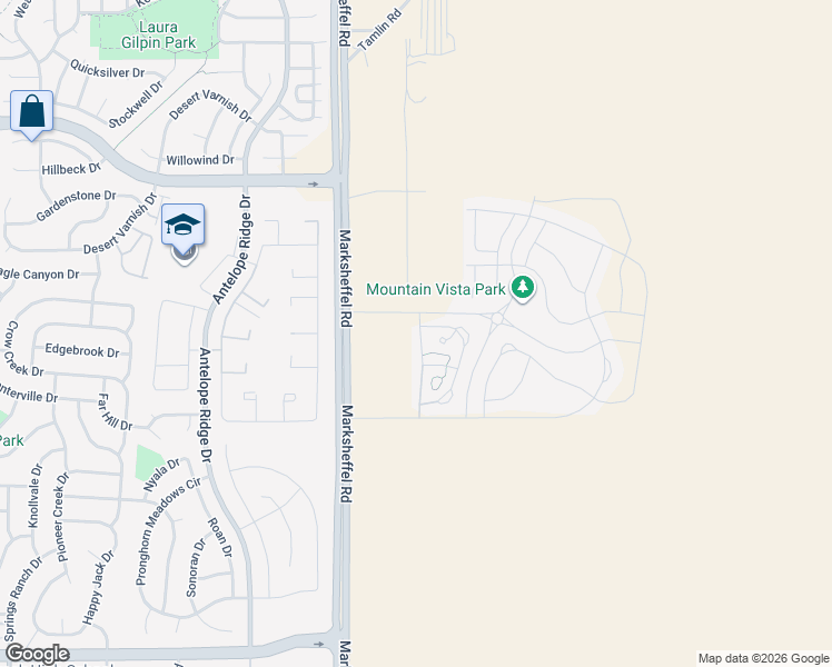 map of restaurants, bars, coffee shops, grocery stores, and more near 4448 Quartzite Place in Colorado Springs