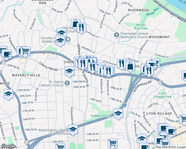 map of restaurants, bars, coffee shops, grocery stores, and more near 101 Independence Avenue Southeast in Washington