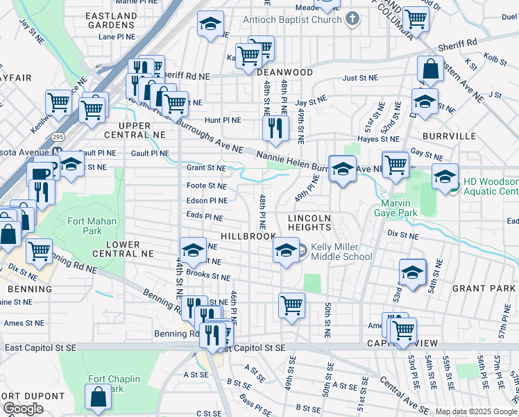 map of restaurants, bars, coffee shops, grocery stores, and more near 542 48th Place Northeast in Washington