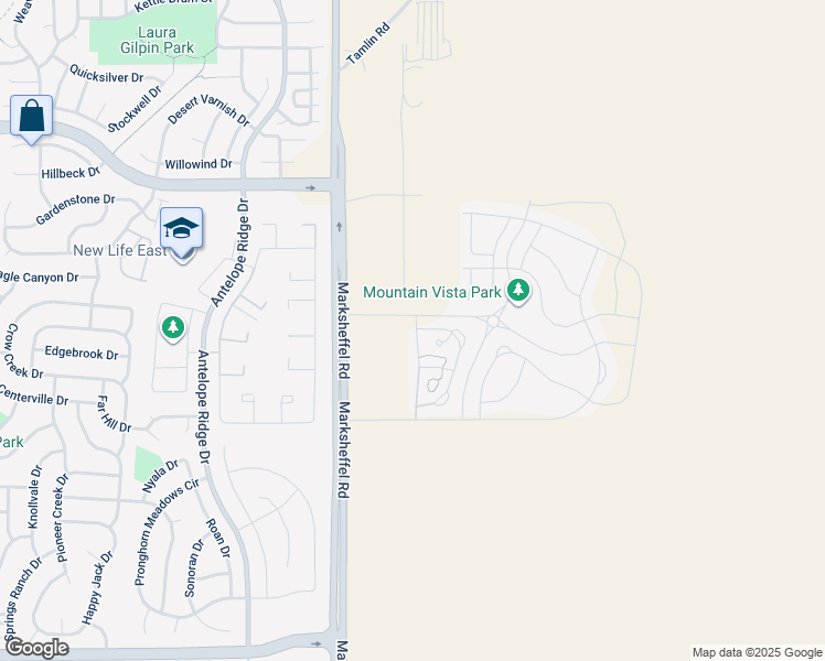map of restaurants, bars, coffee shops, grocery stores, and more near 4448 Quartzite Place in Colorado Springs