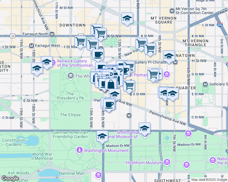 map of restaurants, bars, coffee shops, grocery stores, and more near 1325 Nw in Washington