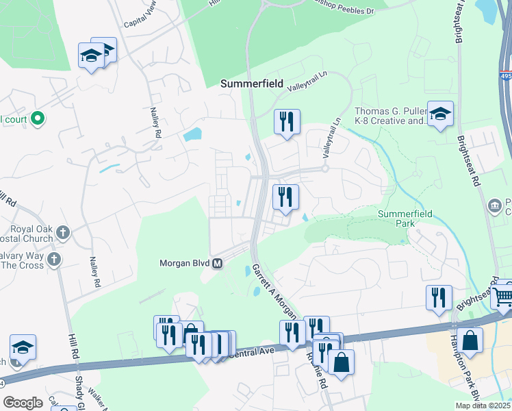 map of restaurants, bars, coffee shops, grocery stores, and more near 522 Garrett A Morgan Boulevard in Prince George's County
