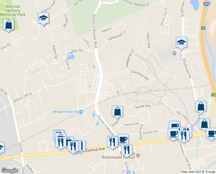 map of restaurants, bars, coffee shops, grocery stores, and more near 517 Jurgensen Place in Prince George's County